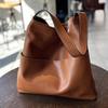 Genuine Leather Shoulder Bags Simple Soft Cowhide Large Capacity Women Casual Tote Bag Lazy Shopping Bag