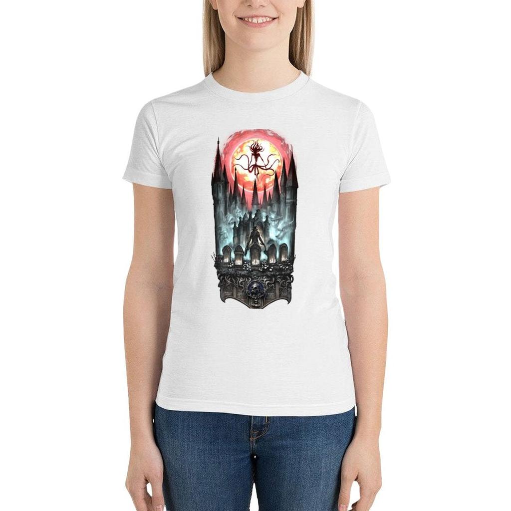 Fashionable Cotton Cartoon Print Round Neck Women's T-Shirt