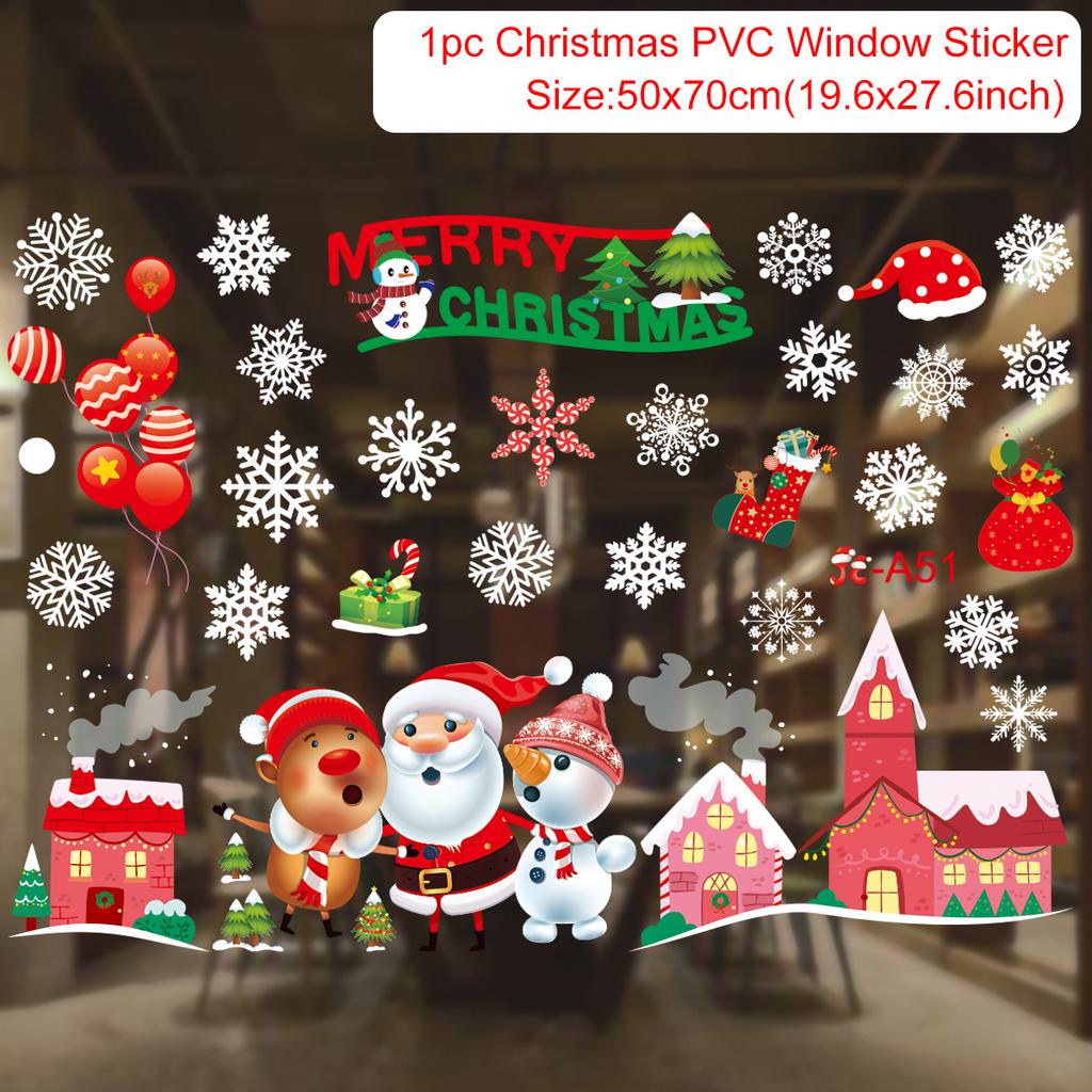 Cartoon Christmas Window Glass Stickers 2025 Christmas Decoration for Home Living Room Wall Decor 2025 Happy New Year Stickers