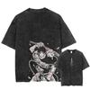 Japanese Anime Jujutsu Kaisen Graphic Black Washed Cotton T-shirt Unisex Men Women Short Sleeve Fashion Vintage Tee