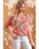 Split Neck Floral Top