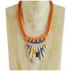 [R4308] - 'Mistinguette' Handmade Necklace In Silver Orange - 8x8 Cm