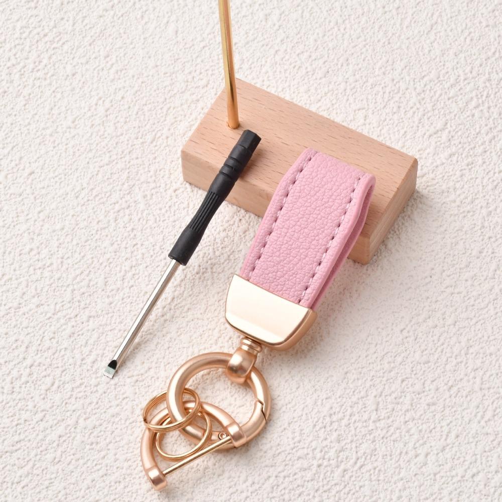 Cute Small Keychains for Women Rose Golden Metal Ring Clasp Keychain with Mini Screwdriver Bag Decoration Pendant