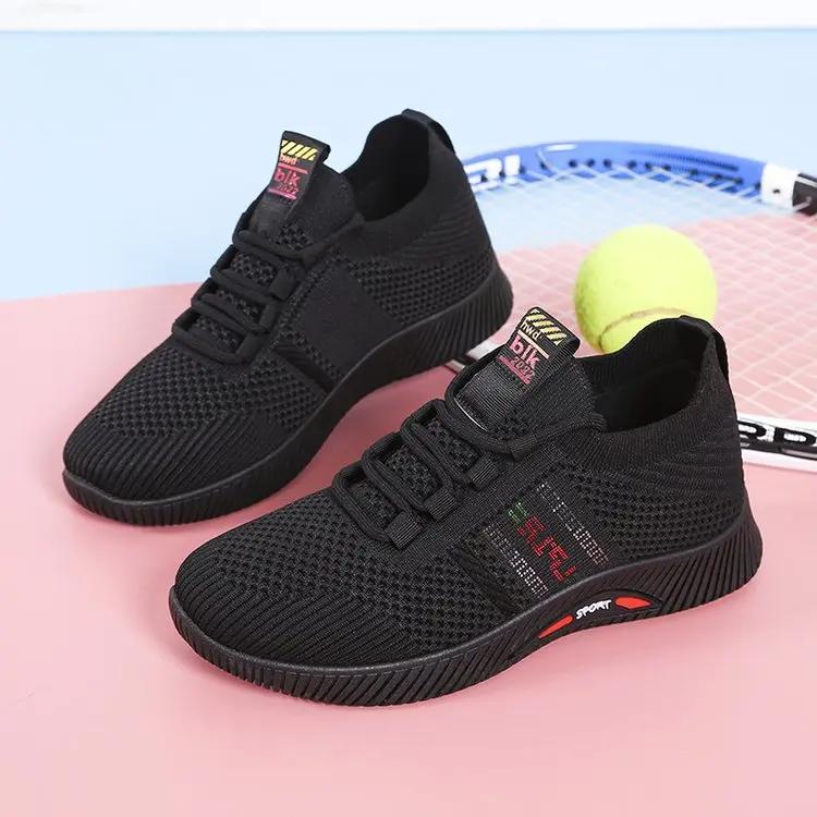 Fashion Women Casual Shoes Fashion Breathable Running Shoes Ladies Lightweight Mesh Flat Shoes Woman Sneakers Lace Up Female Footwear