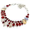 Montana Agate, Garnet Gemstone 925 Sterling Silver Jewelry Necklace 18" SU-9749