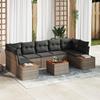 VidaXL 8-piece Garden Sofa Set with Grey Cushions Poly Rattan Acacia 3348045