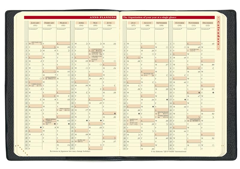 Quo Vadis 2026 Trip Prestige/Ampara Planner Diary (Weekly Vertical, Starting December 2025, B7 Variant, 9 X 12.5cm, French Edition), Red (qv92201rd)