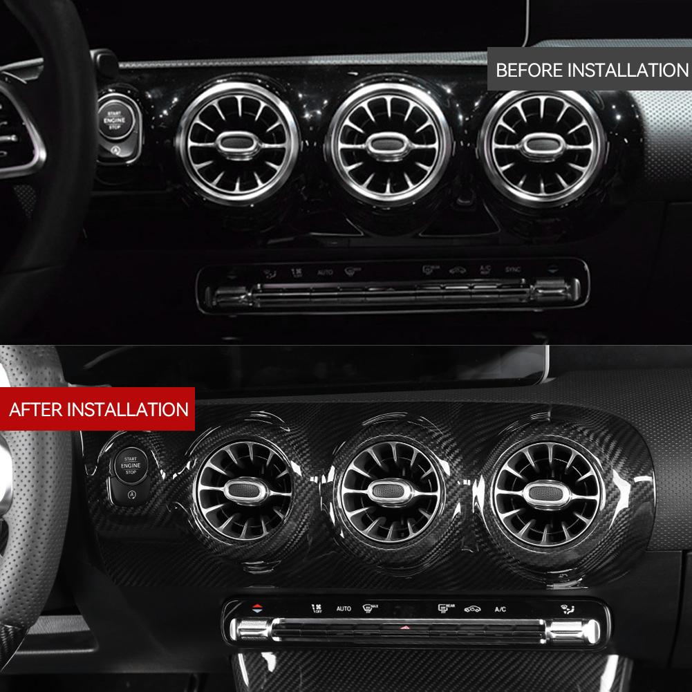 Front Central Control Air AC Conditioning Outlet Vent Cover Trim for Mercedes Benz A200L A180l 2019-2024 Carbon Fiber Accessorie