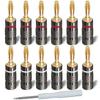 Позолоченные разъемы типа «банан» 24K для аудио, разъемы для акустического кабеля от 12AWG до 18AWG, набор из 12 штук, с отверткой