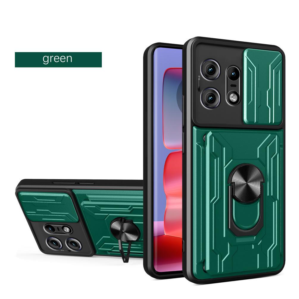 Slide Lens Camera Shockproof Armor Case for Moto Edge 50 Pro 40 Edge40 Pro Ultra Card Slot Wallet Ring Stand Holder Cover for Motorola Edge50 Pro
