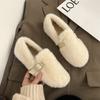 New Round Toe Women Casual Female Sneaker White Leather Shoes Slip-on Loafers Fur Soft Moccasin Slip On New Winter Leisure Basic