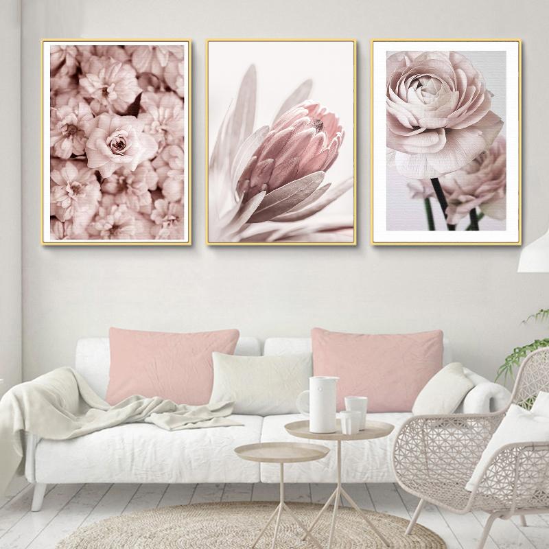 Landscape Painting Girl Room Decoration Fresh Flower Pink Wall Art Canvas Pictures Canvas Decorative Paintings Home Decor Photos