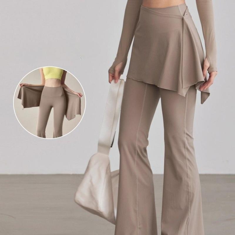 Women's Modern Dance Practice Set | Long Pants Yoga Fitness Micro-Flare Trousers with Leotard