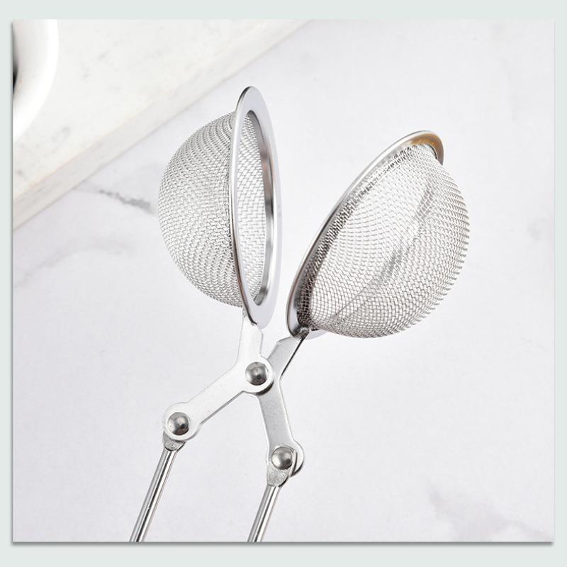 1Pc Stainless Steel Handle Tea Ball Tea Clip To Make Tea Mesh Filter Seasoning Mesh Leakage Ball Clip Easy To Make Tea Ball