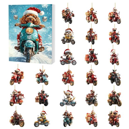 Christmas Funny Motorcycle Dog Advent Calendar 2025 24-Day Countdown with 2D