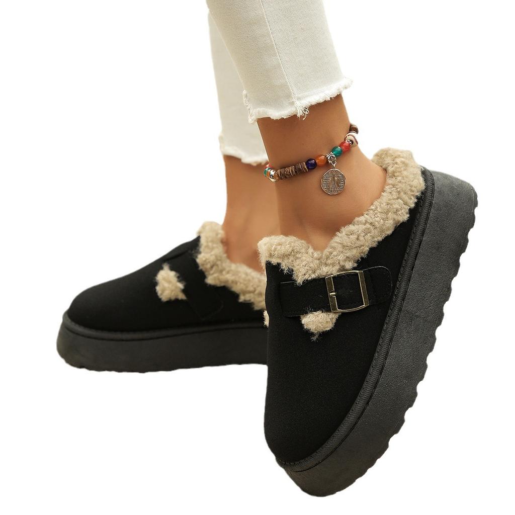 Large Hairy Casual Half Drag Snow Boots with One Foot