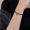 Dmoment (925 Silver) Serenite Heart Black Bead Silver Bracelet