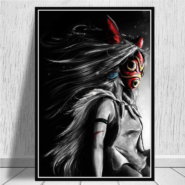 Japan Anime Princess Mononoke Canvas Painting Posters and Prints Wall Art Pictures for Living Room Cuadros Home Decoration No Frame