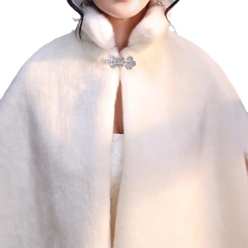 Wedding Fur Shawl Cape: Thickened Faux Rabbit Fur for Bridal, Evening or Winter Wear.