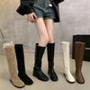 Women's Genuine Leather Slip-on Flats Autumn Knee High Knight Boots Casual Female Punk Long Boots Shoes for Woman 2025 New 35-39