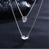 New Fashion Heart Shaped Double 925 Sterling Silver Jewelry Crystal Temperament Female Clavicle Chain Pendant Necklaces Xzn067