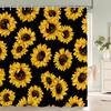 3D Flower Sunflower Plant Leaf Printed Shower Curtains Bathroom Curtain Frabic Waterproof Polyester Bathtub Screen with 12 Hooks