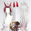 High Quality Game Genshin Impact Arataki Itto Cosplay Wig Heat Resistant Synthetic Hair Anime Wigs + Red Horn Prop Accessories