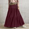 Ruffled Spring Casual Long Skirt Solid Color Vintage Style Pleated Skirt