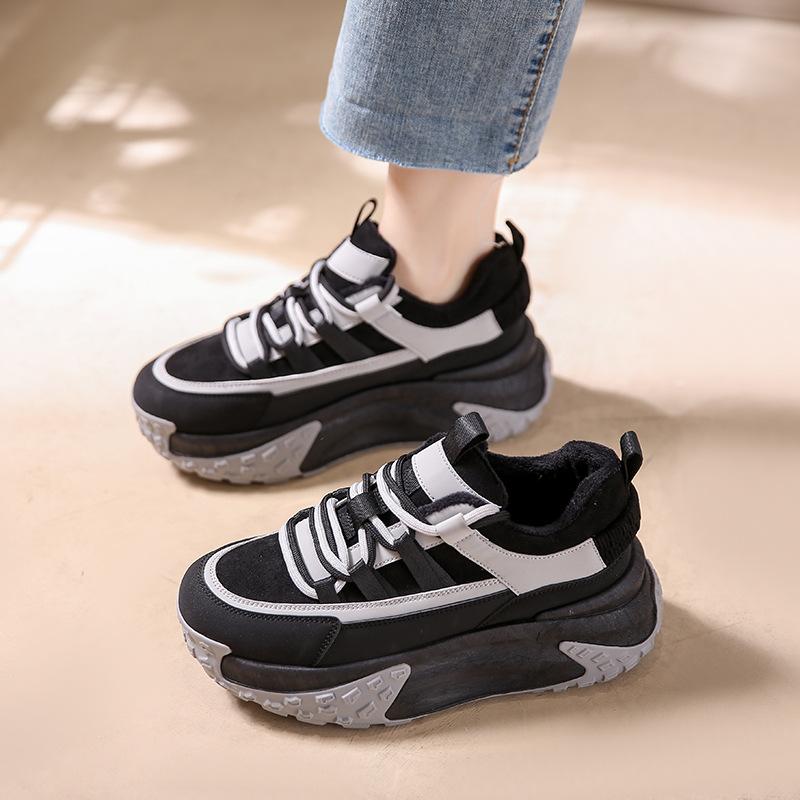 Fashion Chunky Sneakers Casual Vulcanized Shoes Woman Platform Spring Flat Casual Shoes Female Lace Up Thick Bottom Shoes Women 2024