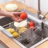 Foldable Sink Drain Rack Adjustable Retractable Dish Drying Basket Space Saving Kitchen Sink Organizer Multifunctional Cutlery Rack for Home