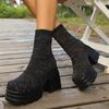Fashion High Heels Women Sock Boots Ankle Winter Knitting Shoes Chunky 2024 Platform Fashion Walking Chelsea Boots New Mujer Zapatos