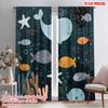2pcs 2D Flat Printing Window Curtains Cute Ocean Creatures Cartoon Style Polyester Without Electricity Seasonal Party & Holiday