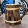 Handmade Wooden Beer Drinking Mug with Beautiful Rope Design 17.78 Cm Height