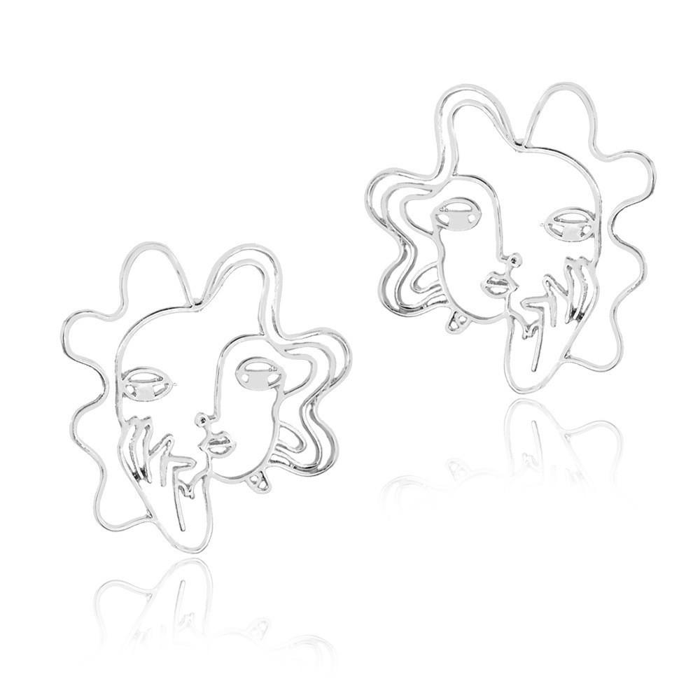 Alloy Trendy Face Earrings Fashionable Geometric Design Street Style Jewelry