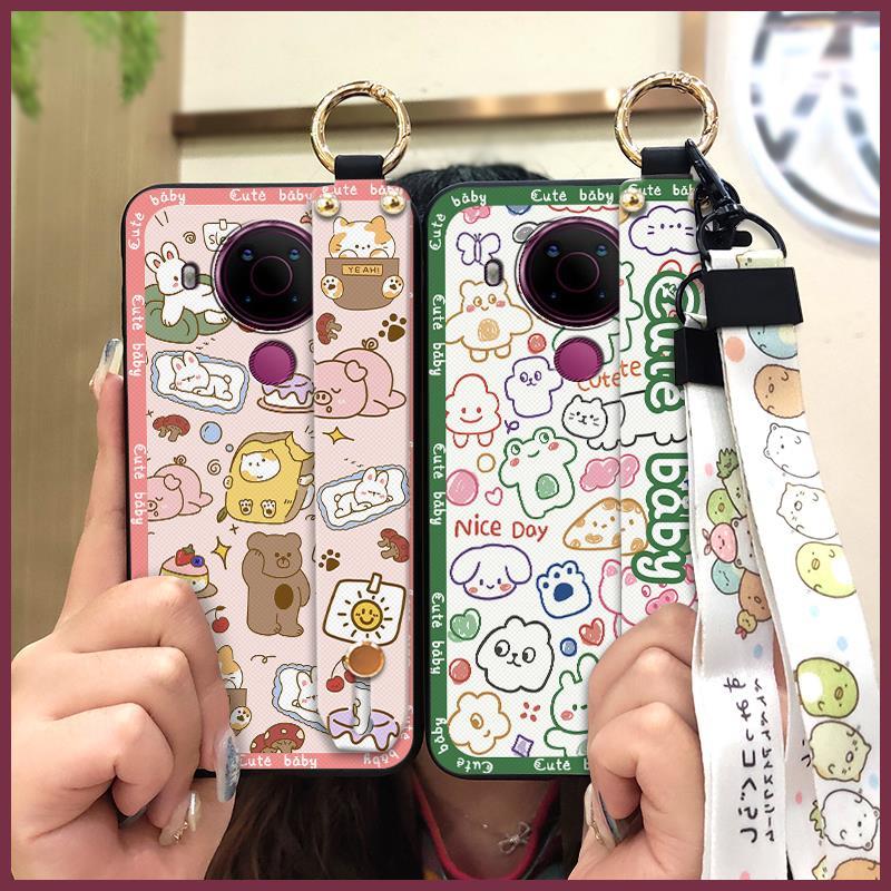 Wrist Strap Dirt-resistant Phone Case For Nokia 5.4 Back Cover Durable Wristband Silicone Soft Case Protective Cartoon