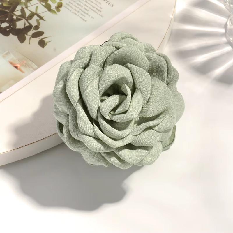 16 Colors Sweat Medium Size Cotton Fabric Rose Flower Hair Claw Clips for Women Korean Ctach Shark Clamp Hair Accessories