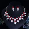 Luxury Crystal Zircon Inlaid Wedding Bridal Dinner Set Accessories Necklace Earrings Set Chain