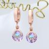 Fashion Elegant Rose Gold Color Colorful Round Drop Earrings For Women Wedding Luxury Fine Jewelry Gift Cubic Zirconia Eardrop