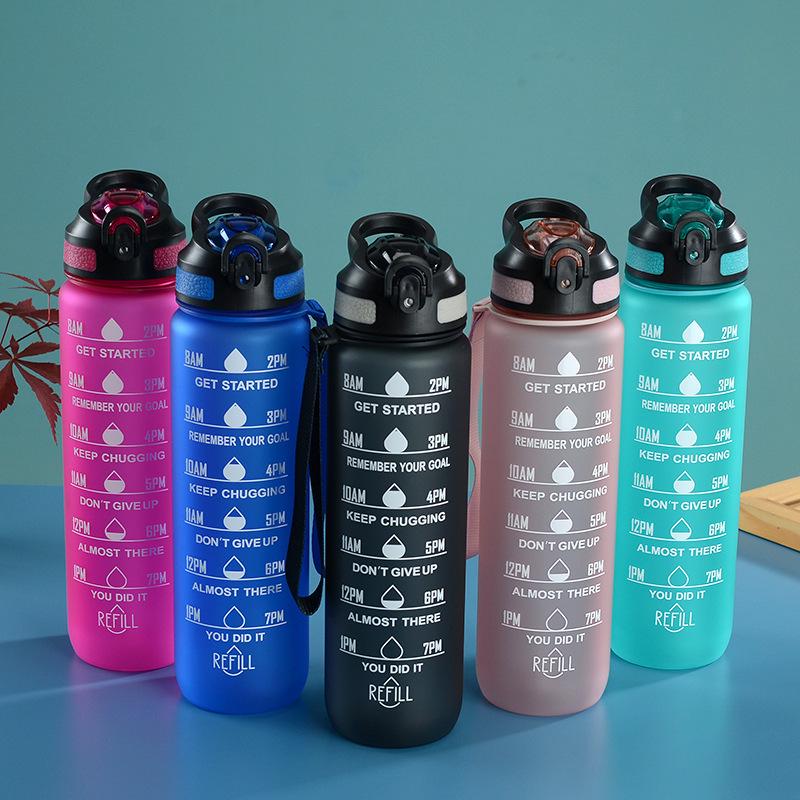 Gradient Color Space Cup, Large Capacity with Handle, Flip Lid, Straw; Portable Outdoor Fitness Sports Water Bottle.