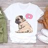 Women Printing Short Sleeve Tshirt Dog Pug Love Cute Casual Fashion Clothes  T Tee Top Print  Female Clothing Graphic T-shirt