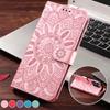 Embossed Flowers PU Leather Wallet Case for Samsung Galaxy Xiaomi Redmi Huawei OPPO VIVO Card Pocket Flip Cover