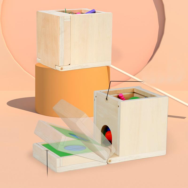 6-in-1 Wooden Montessori Toy Play Kit Object Permanence Box Play Set with Coin Box Carrot Harvest Shape Sorter Ball Drop Toy