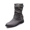New Mid Calf Boots Women Autumn Winter Fashion Buckle Westward Ladies Chelsea Botas Mujer Round Toe Ladies Boots D105