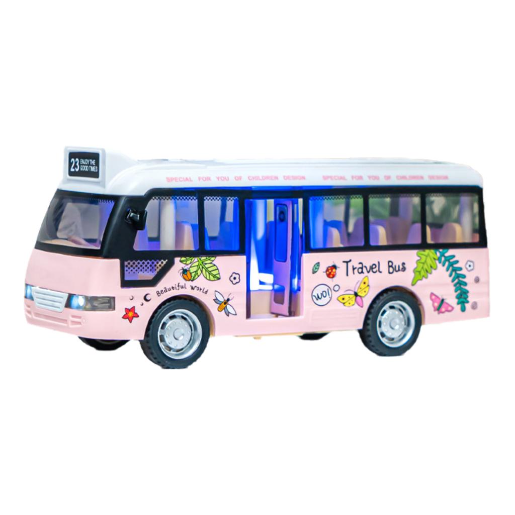 Children Inertial Bus Puzzle Toy Car Light Sound Function Can Open The Door