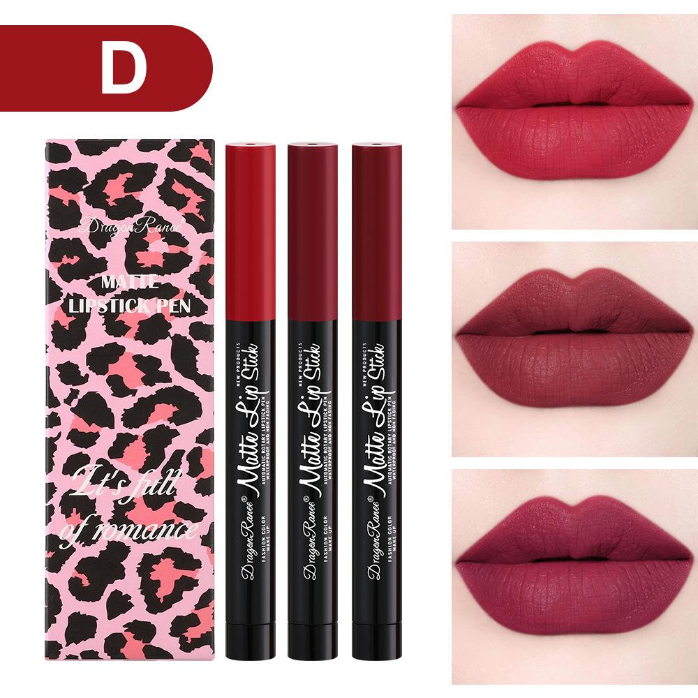 Automatic Rotation Red Pen Matte Fog Lip Balm Pen Is Not Easy To Decolor Three Sets of Box Makeup Strip Pen