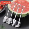 4pcs Coffee Spoon Set of Cutlery Made of Stainless Steel Retro Iron Shovel Spoon for Ice Cream Cream Scoop Creative Spoon Teaspoon Fashionable Dishes