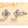 Korean Four-leaf Clover Stud Earrings Copper Flower-shaped Diamond Stud Earrings