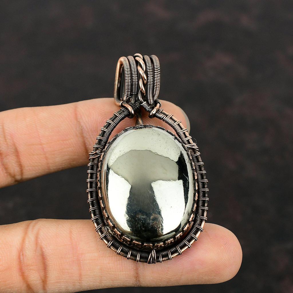 Apache Pyrite Pendant Copper Wire Wrapped Pendant Handmade Wire Wrap Jewelry Genuine Gemstone Pendant Beautiful Copper Jewelry Gift For Her