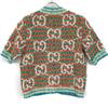 Gucci 691588 Multicolor Cotton Maxi GG Short Sleeve Knit Cardigan Tops XS multicolorUsed