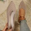 Women's Pointed Toe Flat Shoes Knitted Slip On Shoes Casual Breathable Ballet Flats Women Low Heel Barefoot Shoes Plus Size 43